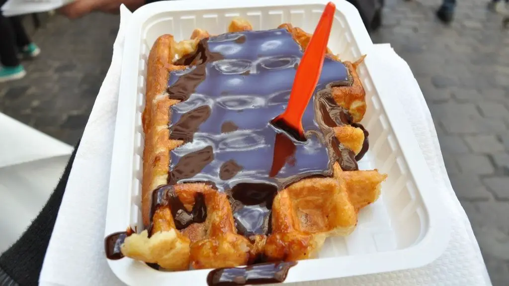 Belgian waffles with chocolate