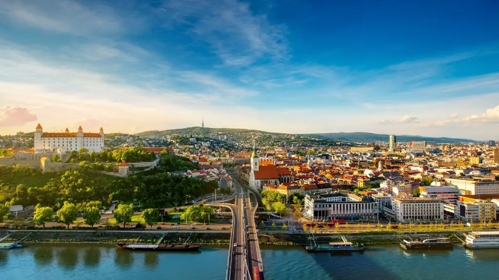 Bratislava Panorama from the UFO Bridge