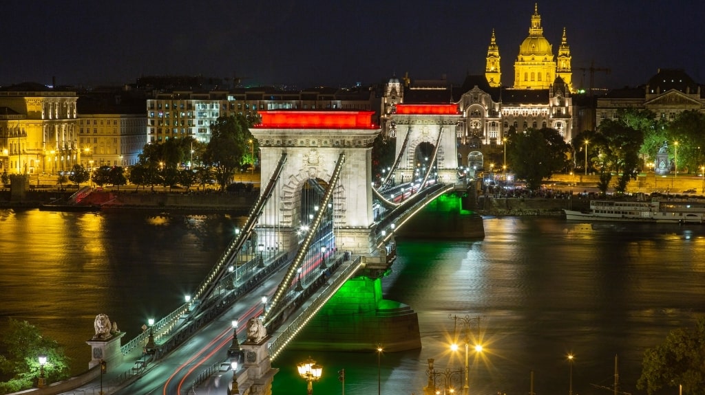 Chain Bridge Budapest at Night