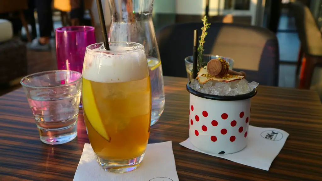 Cocktails and Tap Water at a Bar in Bratislava