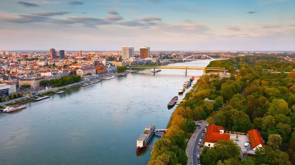 Danube River with Boats Bratislava