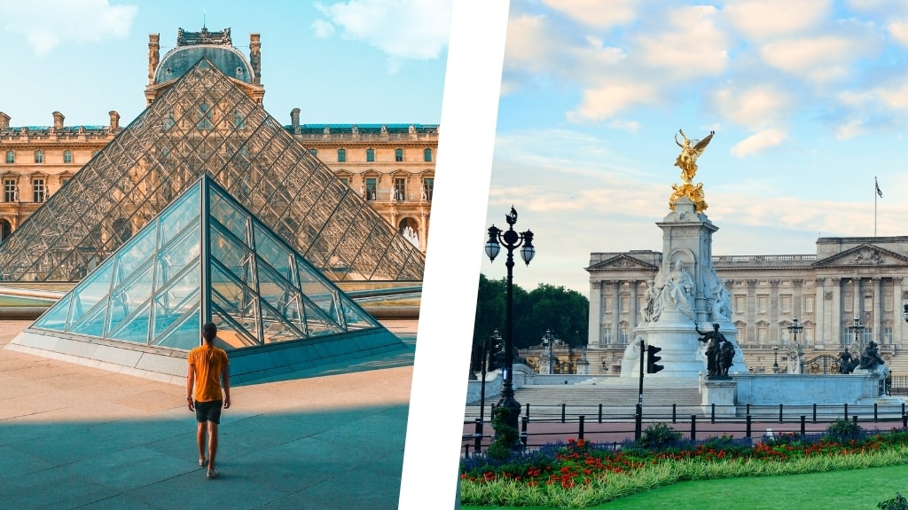 London or Paris - Louvre and Buckingham Palace