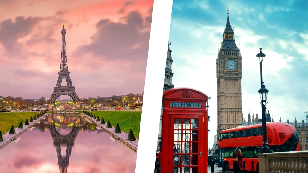 London vs Paris - Eiffel Tower and Big Ben