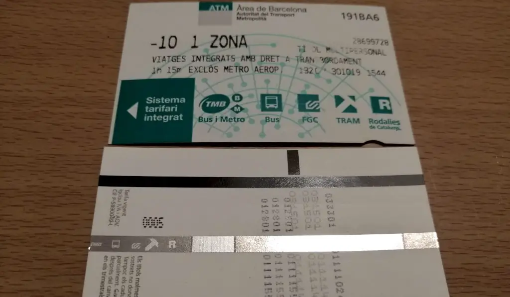 Public Transportation Tickets Barcelona