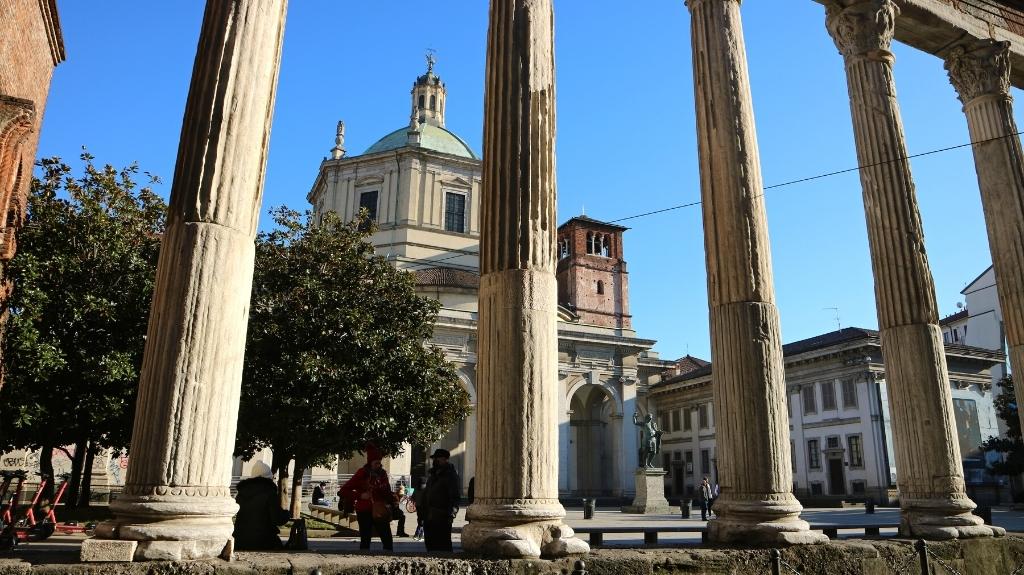 The Columns of St. Lawrence and Basilica San Lorenzo Maggiore Milan