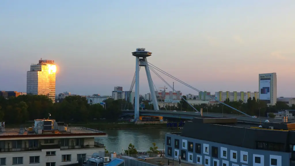 UFO Bridge and Petrzalka District Bratislava